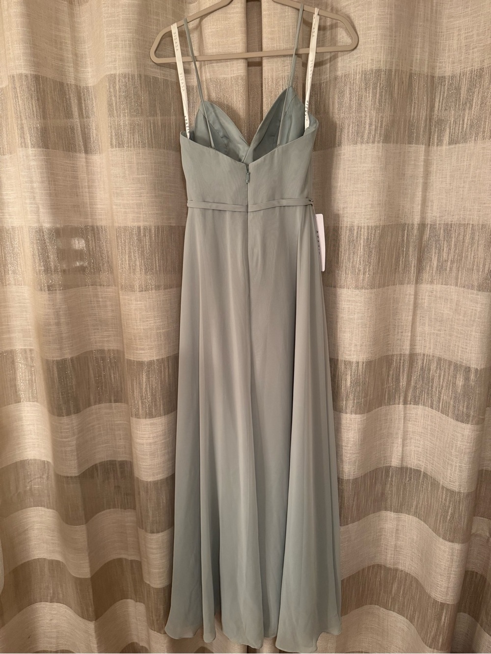 Azazie Pale Green with Light Blue Spaghetti-Strap Prom Dress - Picture 7 of 11